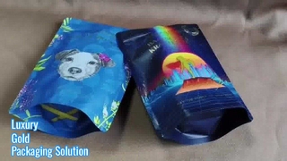 Sacchetti di lusso con cerniera in plastica con stampa dorata per regali premium e confezioni di vendita al dettaglio di marca