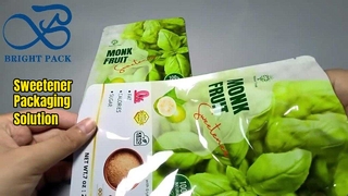 sacchetto per imballaggio alimentare con chiusura a zip verde per dolcificante dorato alla frutta del monaco
