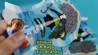 Borse resistenti ai bambini con stampa fronte-retro di forma irregolare per esigenze di branding della cannabis