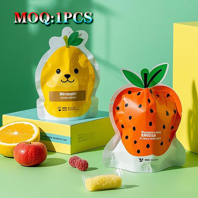 Stampa personalizzata ricapsulabile 3.5g 7g biscotti dolci di forma speciale Ziplock Proof Smell Cutout Packs Die Cut Mylar Bags With Window