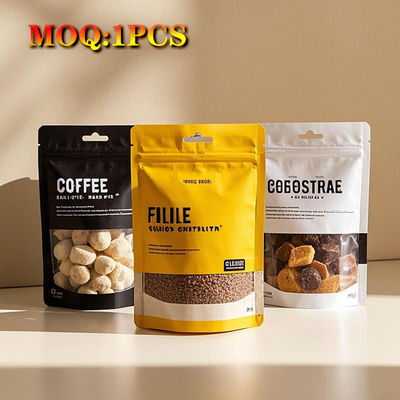 Fogli di alluminio di plastica stampata su misura Mylar Zipper Noci alimentari Imballaggio snack Stand up pouch