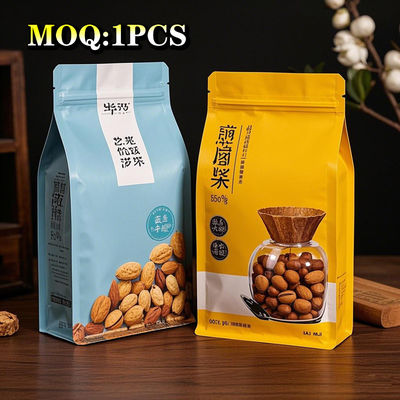 Custom 250g 500g 1kg Flat bottom resealable Digital/Gravure Printing Aluminum Foil Coffee Bag con zip e valvola