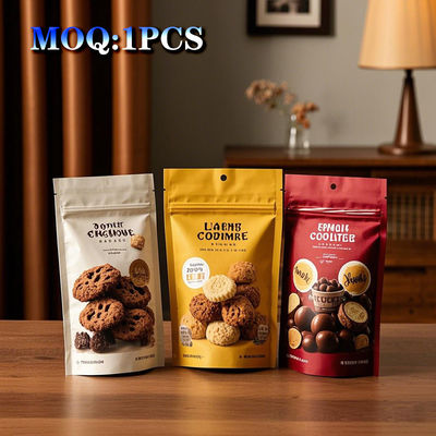 Borsa di cerniera a piedi per alimenti a base di noci con supporto a finestra aperta