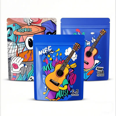 Stampato su misura 3.5g Folio di alluminio Mylar Stand Up Bags Proof Odor Re-sealable Ziplock Food Packaging Bags Design a stampa