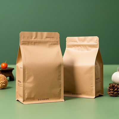 Tasse a fondo piatto con tenuta a otto lati premium stampate su misura e impermeabilizzate per alimenti e vendita al dettaglio 50g-2000g Capacità