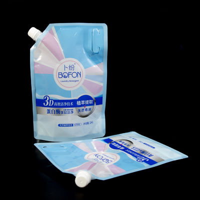 1L di detersivo angolare, sacchetto con boccaglio, PET AL PE, laminato, antiperdita, ugello largo