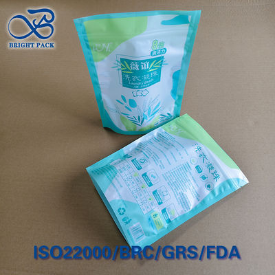 Sacchetti tri-sigillati in piedi per vaschette da lavaggio - cerniera chiusa e finestra chiusa