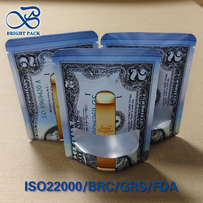 Sacchetti a prova di bambino con sigillo a 3 lati e stampa personalizzata con motivo da dollaro USA - Certificati ASTM