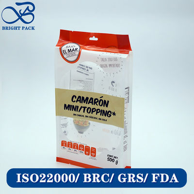 Borsa di imballaggio di frutti di mare surgelati stampati su misura Borsa con vetro trasparente e materiali compositi a prova di umidità.