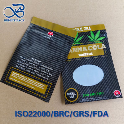 Busta a prova di bambino con finestra trasparente ISO 8317 Chiusura a pressione e rotazione Stampa a rotocalco ≤0,3 mm