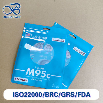 Stampa a marchio personalizzabile Sacchetti di sigillamento a tre lati per maschere mediche Imballaggio con finestre trasparenti Ordini in serie Sconti.