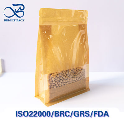 Sacchetti di carta Kraft resistenti con finestra trasparente per confezioni alimentari, antigrasso, personalizzabili.