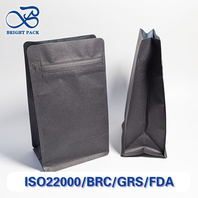 Sacchetti di carta kraft neri vuoti per alimenti, senza stampa, personalizzati, all'ingrosso.