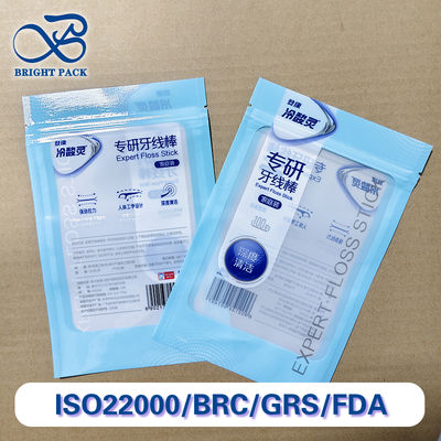 Borsa per la distribuzione del filo dentale richiudibile con imballaggio composito di plastica privo di BPA Borsa per il filo dentale a prova di umidità stampata su misura per prodotti igienici