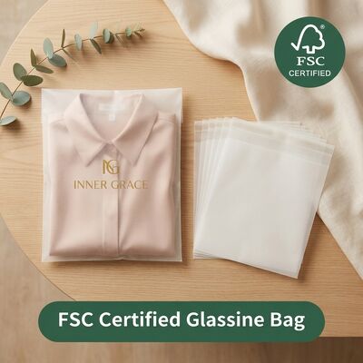 Sacco di carta in pergamena naturale di lusso ecologico riciclabile biodegradabile per imballaggi di abbigliamento certificati