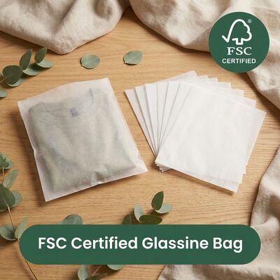 Eco-Friendly Luxury Glassine Bag Green Packaging Clothing Zero Plastic Apparel Bag Direttiva UE Abbigliamento sostenibile Europa OEM