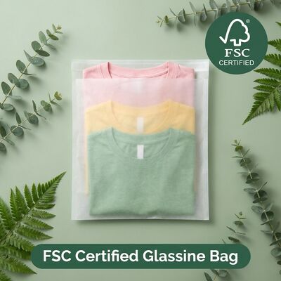 Borsa di vetro circolare riciclabile Libero di plastica Abbigliamento di lusso Imballaggio Abbigliamento ecologico Borsa di abbigliamento Abbigliamento per grasso certificato