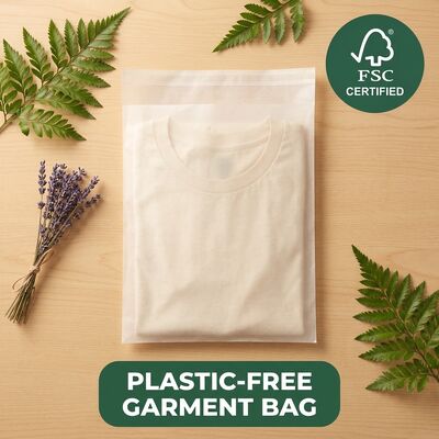 Borsa in vetro di lusso eco-consapevole Confezione ecologica per indumenti Abbigliamento in plastica zero Custodia per abbigliamento ecologica Biodegradabile riciclabile UE
