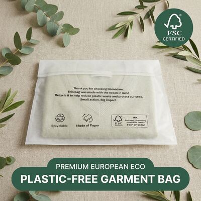 Biodegradabile Copertina in vetro eco-compatibile per abbigliamento imballaggio di abbigliamento sostenibile borsa di abbigliamento per riciclaggio certificato
