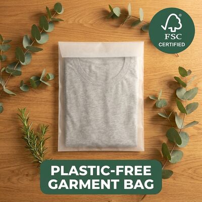 Eco-friendly Luxury Glassine Bag Clothing Packaging Recyclable Pouch Plastic Free Garment for Certified USA Bulk Supplier