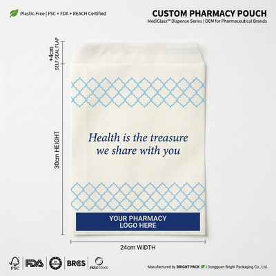Carta di lusso biodegradabile Borse di farmacia Borse di medicinali di vetro FDA Compliance Borsa farmaceutica riciclabile Imballaggio sanitario ingrosso