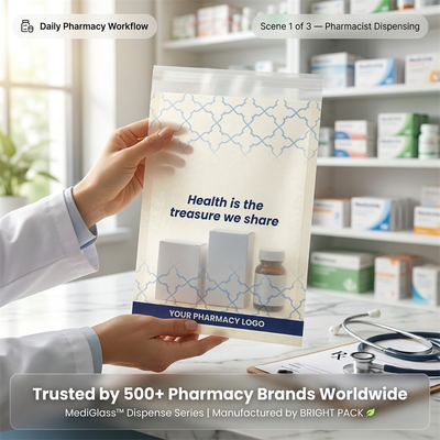 Sacchetti di lusso in vetro per farmacia biodegradabile riciclabile