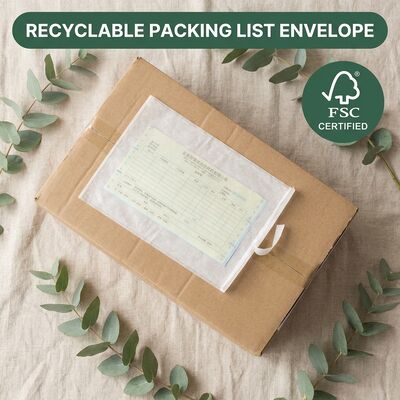 Busta per etichette certificata FSC biodegradabile senza plastica Busta con lista di imballaggio in carta Portadocumenti autoadesivo con chiusura