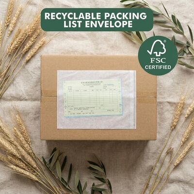 Carta biodegradabile senza plastica Busta con lista di imballaggio Busta autoadesiva per fatture Etichetta di spedizione Portafoglio Certificato FSC