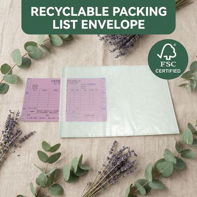 Custodia chiusa per fatture Glassine senza plastica | Busta biodegradabile ecologica certificata FSC riciclabile con lista di imballaggio personalizzata