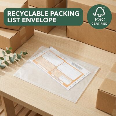 Plastico libero biodegradabile riciclabile spedizione busta carta lista di imballaggio borsa etichetta di spedizione autoadesiva documento portafoglio
