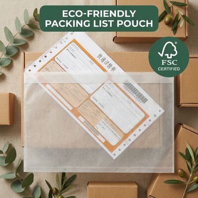 FSC Certified Packing List Envelope Documento in carta riciclabile Include etichetta di spedizione autoadesiva Borsa