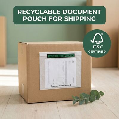 Lista di imballaggio riciclabile Copertina carta Documento allegato Etichetta di spedizione autoadesiva senza plastica Borsa FSC